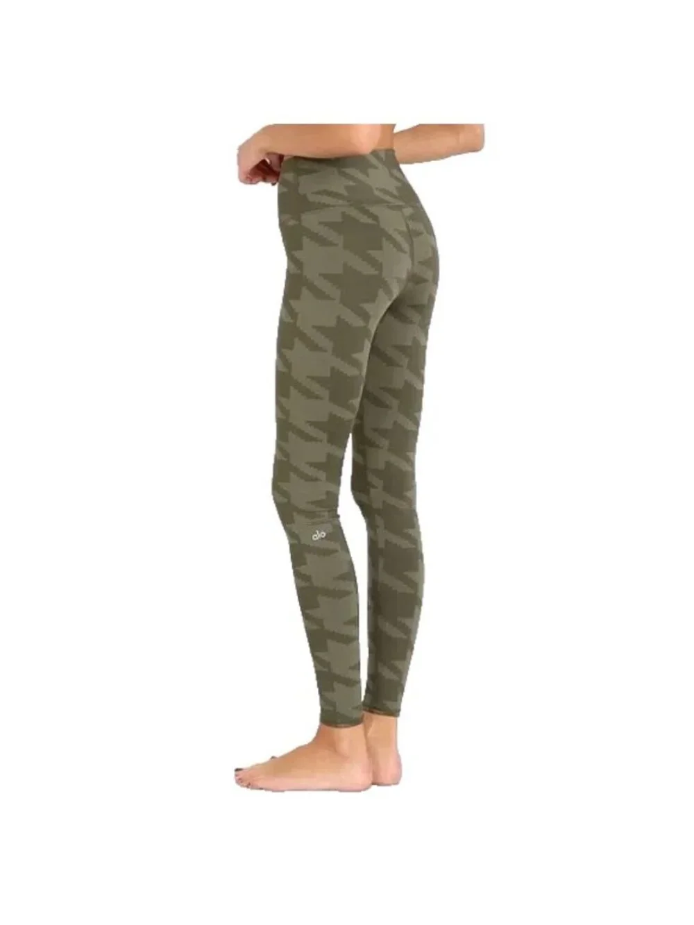 Alo Yoga Green Houndstooth Airbrush Legging Size S Full Length 27x29 Workout
